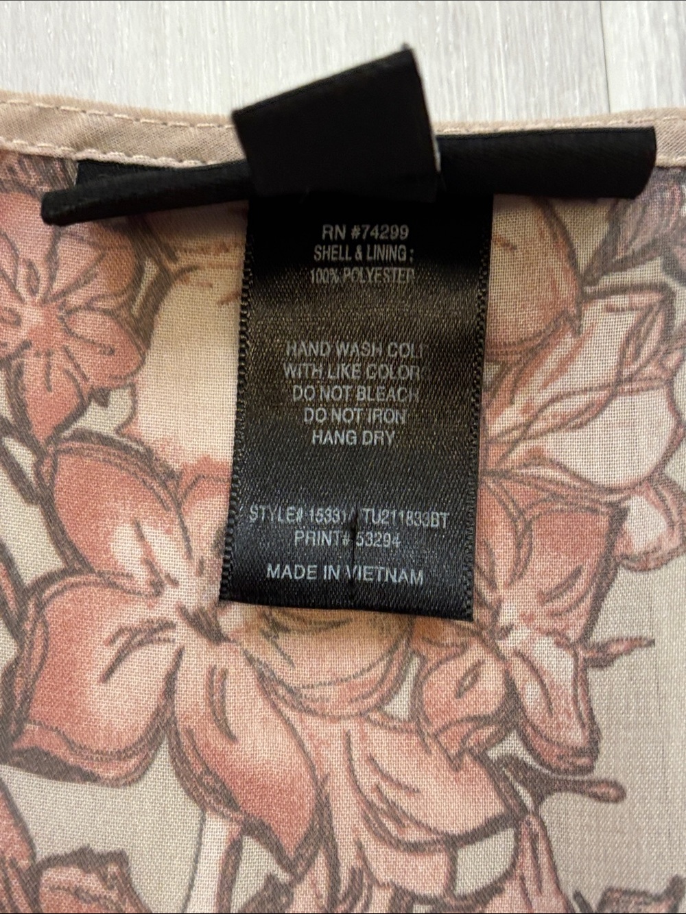 Stella & Julie Taupe Floral Midi Dress with Blush Floral Accents Elastic waist - Picture 4 of 8
